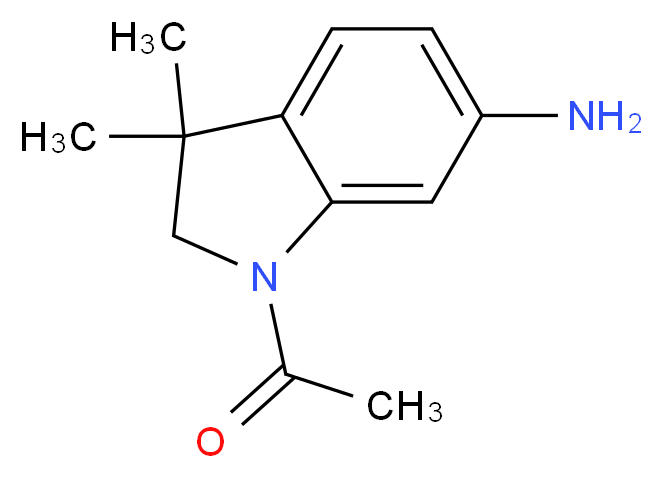 1-Acetyl-6-amino-3,3-dimethylindoline_分子结构_CAS_453562-71-5)