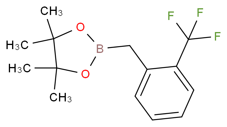 4,4,5,5-tetramethyl-2-{[2-(trifluoromethyl)phenyl]methyl}-1,3,2-dioxaborolane_分子结构_CAS_475250-54-5