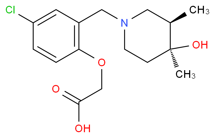 (4-chloro-2-{[(3R*,4S*)-4-hydroxy-3,4-dimethyl-1-piperidinyl]methyl}phenoxy)acetic acid_分子结构_CAS_)