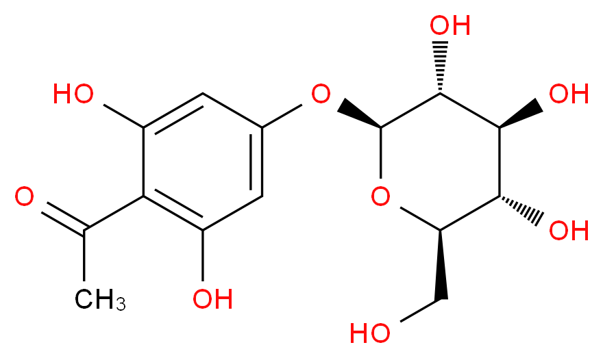 1-(2,6-dihydroxy-4-{[(2S,3R,4S,5S,6R)-3,4,5-trihydroxy-6-(hydroxymethyl)oxan-2-yl]oxy}phenyl)ethan-1-one_分子结构_CAS_5027-30-5