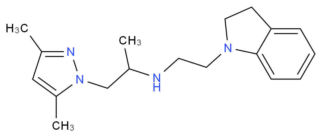 N-[2-(2,3-dihydro-1H-indol-1-yl)ethyl]-1-(3,5-dimethyl-1H-pyrazol-1-yl)propan-2-amine_分子结构_CAS_)