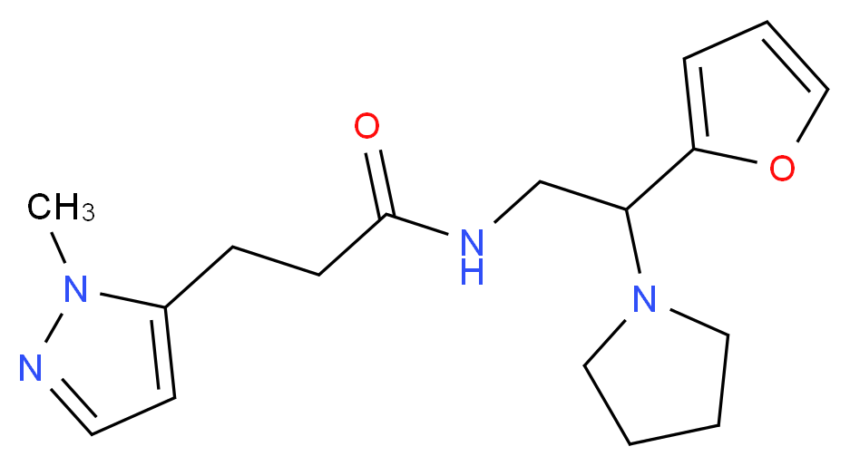 N-[2-(2-furyl)-2-pyrrolidin-1-ylethyl]-3-(1-methyl-1H-pyrazol-5-yl)propanamide_分子结构_CAS_)