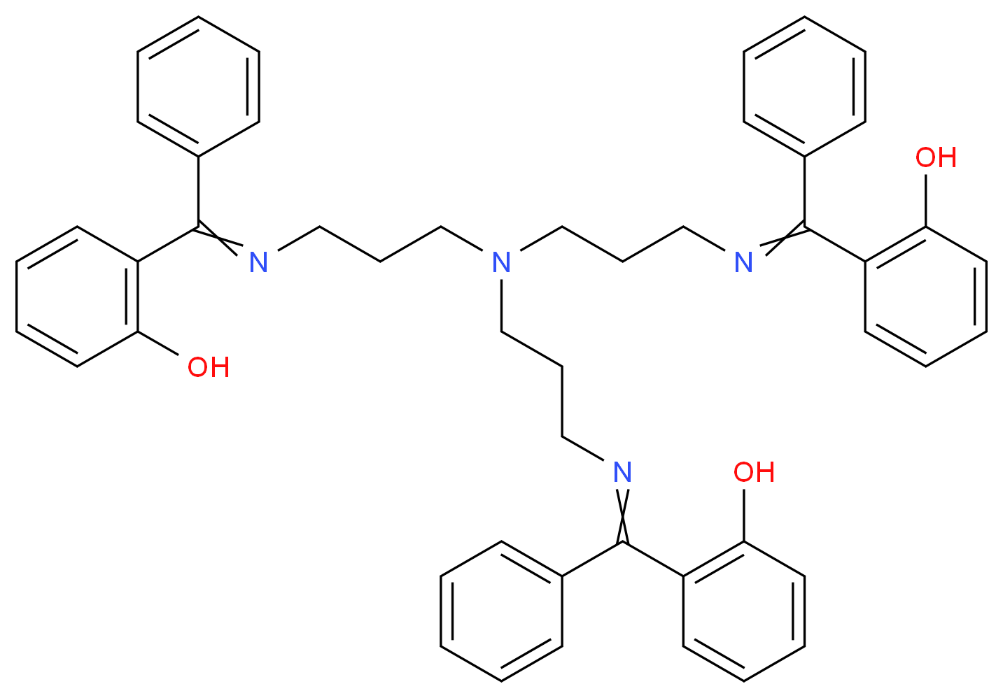 2-[({3-[bis(3-{[(2-hydroxyphenyl)(phenyl)methylidene]amino}propyl)amino]propyl}imino)(phenyl)methyl]phenol_分子结构_CAS_1173985-63-1