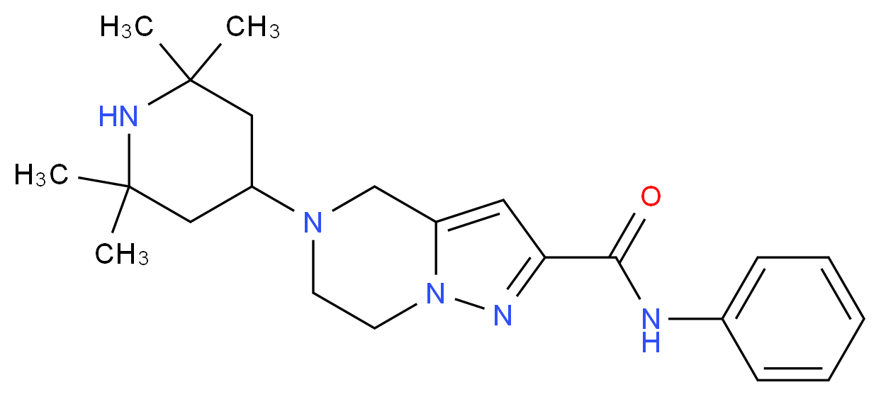 N-phenyl-5-(2,2,6,6-tetramethylpiperidin-4-yl)-4,5,6,7-tetrahydropyrazolo[1,5-a]pyrazine-2-carboxamide_分子结构_CAS_)