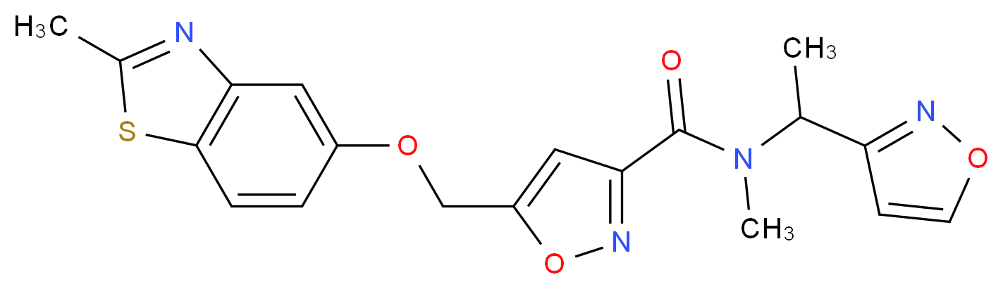 N-[1-(3-isoxazolyl)ethyl]-N-methyl-5-{[(2-methyl-1,3-benzothiazol-5-yl)oxy]methyl}-3-isoxazolecarboxamide_分子结构_CAS_)