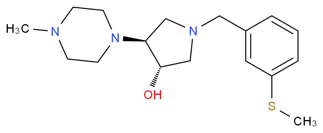 (3S*,4S*)-4-(4-methylpiperazin-1-yl)-1-[3-(methylthio)benzyl]pyrrolidin-3-ol_分子结构_CAS_)