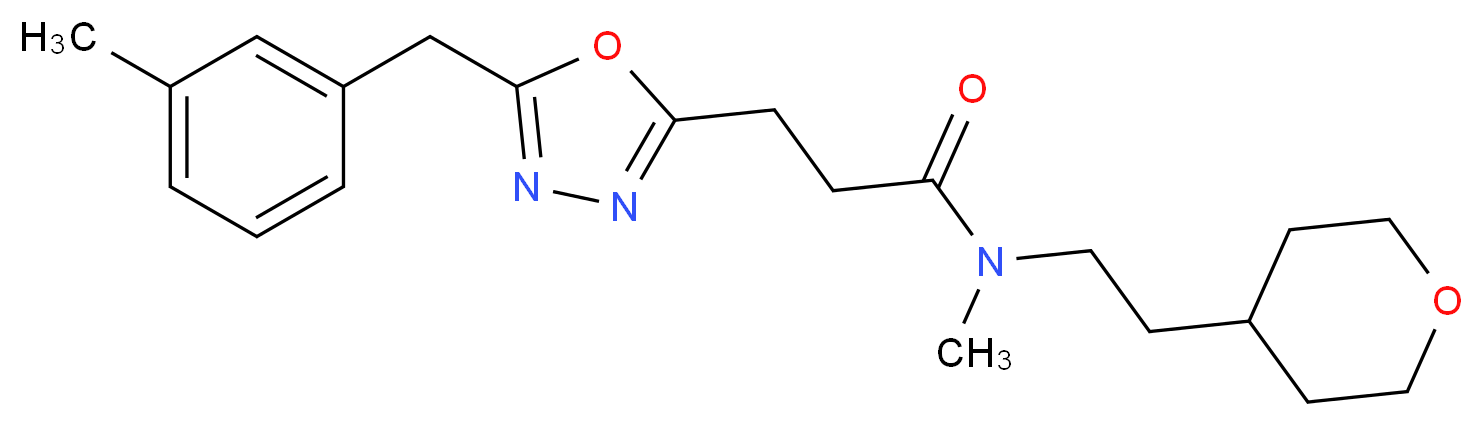 N-methyl-3-[5-(3-methylbenzyl)-1,3,4-oxadiazol-2-yl]-N-[2-(tetrahydro-2H-pyran-4-yl)ethyl]propanamide_分子结构_CAS_)