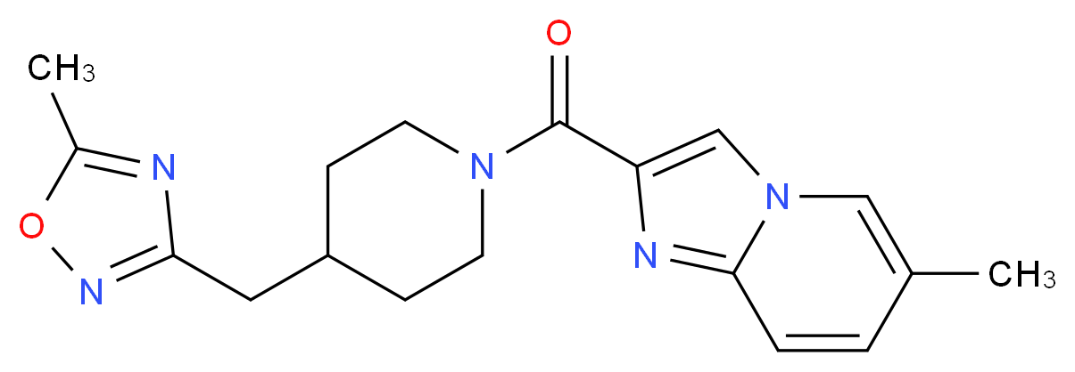 6-methyl-2-({4-[(5-methyl-1,2,4-oxadiazol-3-yl)methyl]-1-piperidinyl}carbonyl)imidazo[1,2-a]pyridine_分子结构_CAS_)