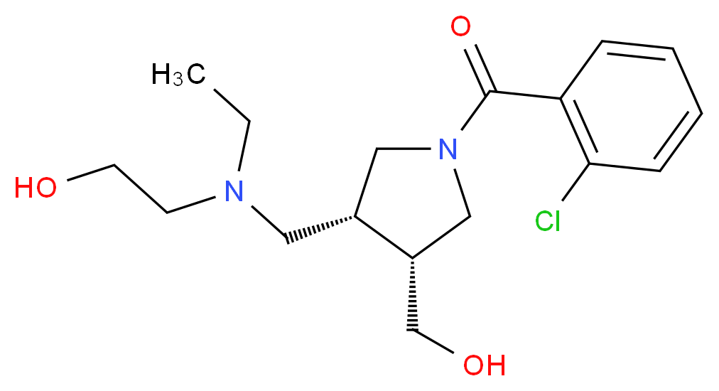 2-[{[(3R*,4R*)-1-(2-chlorobenzoyl)-4-(hydroxymethyl)pyrrolidin-3-yl]methyl}(ethyl)amino]ethanol_分子结构_CAS_)