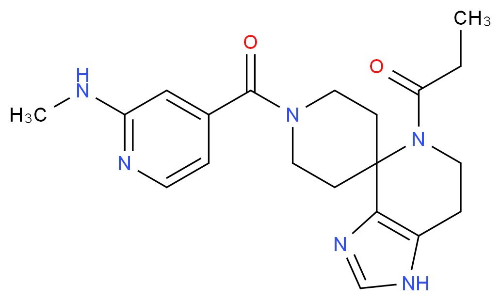 N-methyl-4-[(5-propionyl-1,5,6,7-tetrahydro-1'H-spiro[imidazo[4,5-c]pyridine-4,4'-piperidin]-1'-yl)carbonyl]pyridin-2-amine_分子结构_CAS_)