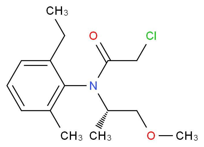 2-chloro-N-(2-ethyl-6-methylphenyl)-N-[(2S)-1-methoxypropan-2-yl]acetamide_分子结构_CAS_87392-12-9
