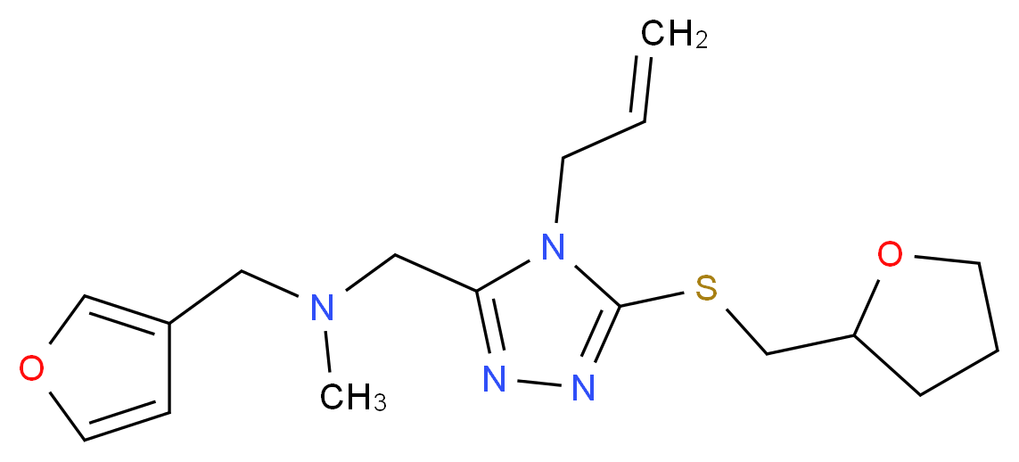 ({4-allyl-5-[(tetrahydro-2-furanylmethyl)thio]-4H-1,2,4-triazol-3-yl}methyl)(3-furylmethyl)methylamine_分子结构_CAS_)