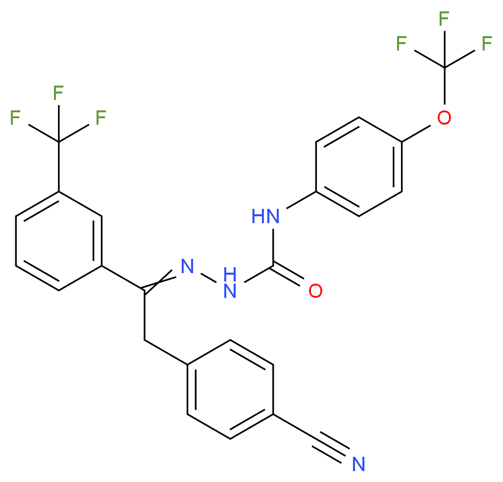 1-{[2-(4-cyanophenyl)-1-[3-(trifluoromethyl)phenyl]ethylidene]amino}-3-[4-(trifluoromethoxy)phenyl]urea_分子结构_CAS_139968-49-3