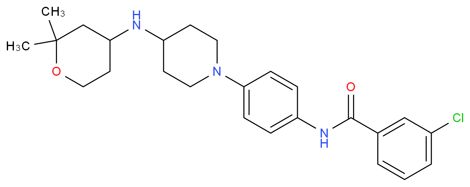 3-chloro-N-(4-{4-[(2,2-dimethyltetrahydro-2H-pyran-4-yl)amino]-1-piperidinyl}phenyl)benzamide_分子结构_CAS_)