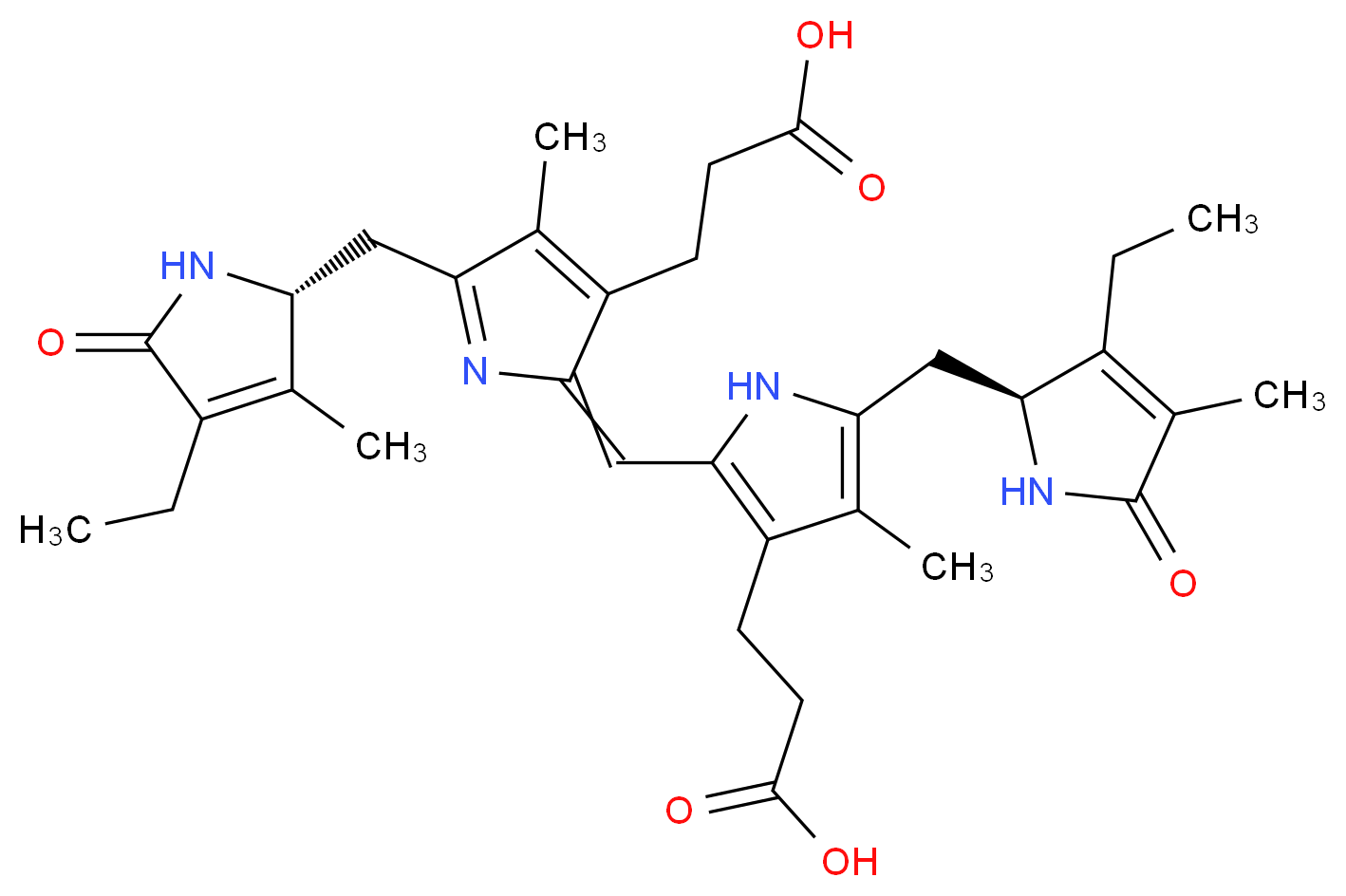 3-(2-{[3-(2-carboxyethyl)-5-{[(2R)-4-ethyl-3-methyl-5-oxo-2,5-dihydro-1H-pyrrol-2-yl]methyl}-4-methyl-2H-pyrrol-2-ylidene]methyl}-5-{[(2S)-3-ethyl-4-methyl-5-oxo-2,5-dihydro-1H-pyrrol-2-yl]methyl}-4-methyl-1H-pyrrol-3-yl)propanoic acid_分子结构_CAS_61932-71-6