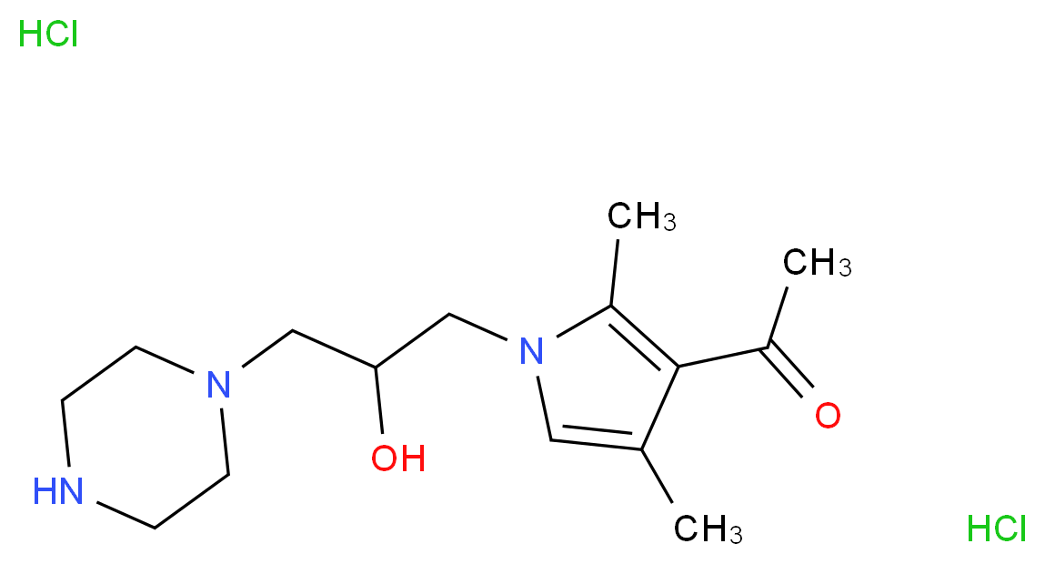 1-[1-(2-Hydroxy-3-piperazin-1-yl-propyl)-2,4-dimethyl-1H-pyrrol-3-yl]-ethanone dihydrochloride_分子结构_CAS_)