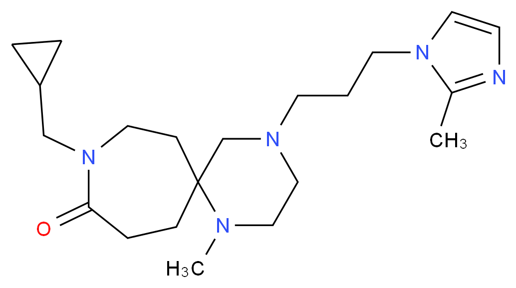 9-(cyclopropylmethyl)-1-methyl-4-[3-(2-methyl-1H-imidazol-1-yl)propyl]-1,4,9-triazaspiro[5.6]dodecan-10-one_分子结构_CAS_)
