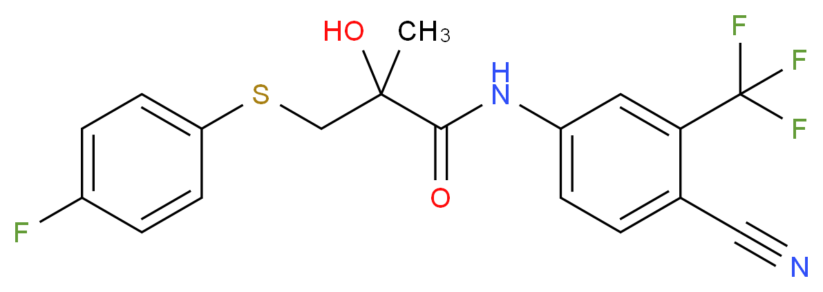 N-[4-cyano-3-(trifluoromethyl)phenyl]-3-[(4-fluorophenyl)sulfanyl]-2-hydroxy-2-methylpropanamide_分子结构_CAS_90356-78-8