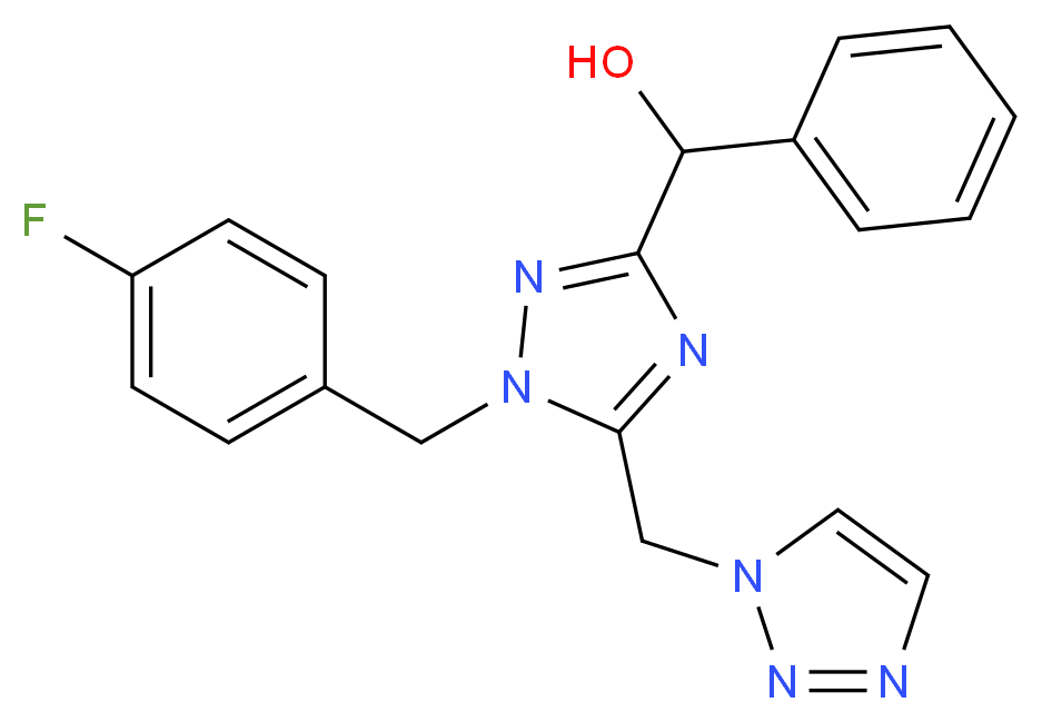 [1-(4-fluorobenzyl)-5-(1H-1,2,3-triazol-1-ylmethyl)-1H-1,2,4-triazol-3-yl](phenyl)methanol_分子结构_CAS_)