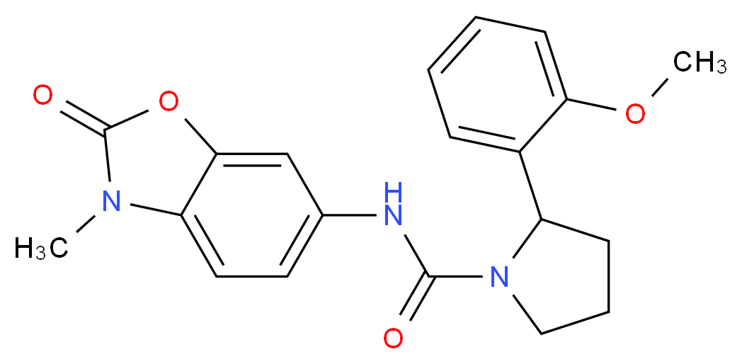 2-(2-methoxyphenyl)-N-(3-methyl-2-oxo-2,3-dihydro-1,3-benzoxazol-6-yl)pyrrolidine-1-carboxamide_分子结构_CAS_)