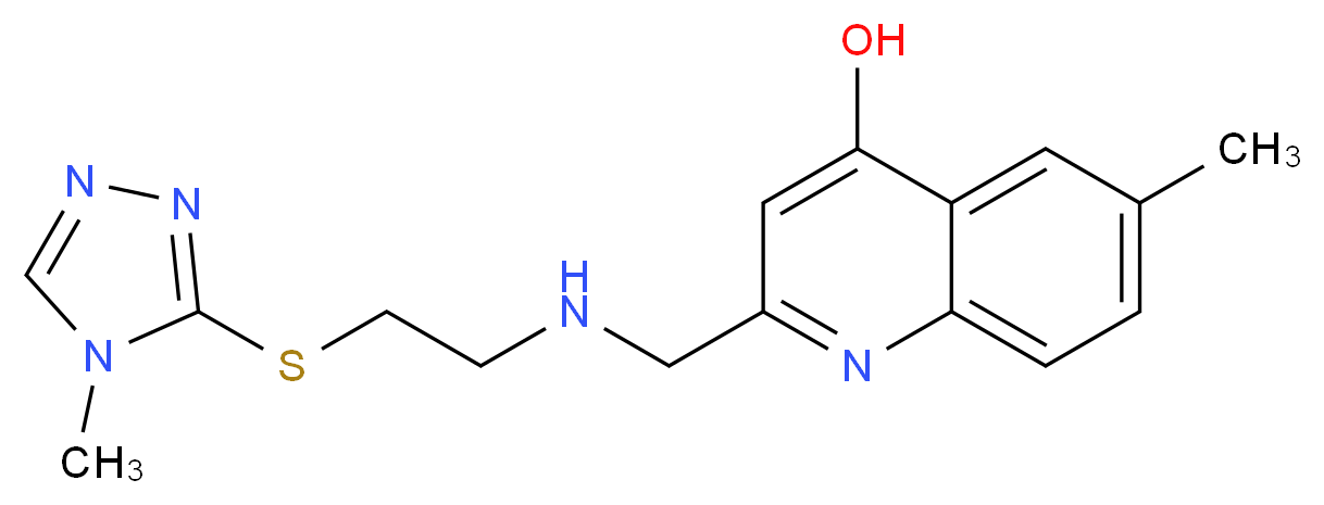 6-methyl-2-[({2-[(4-methyl-4H-1,2,4-triazol-3-yl)thio]ethyl}amino)methyl]quinolin-4-ol_分子结构_CAS_)