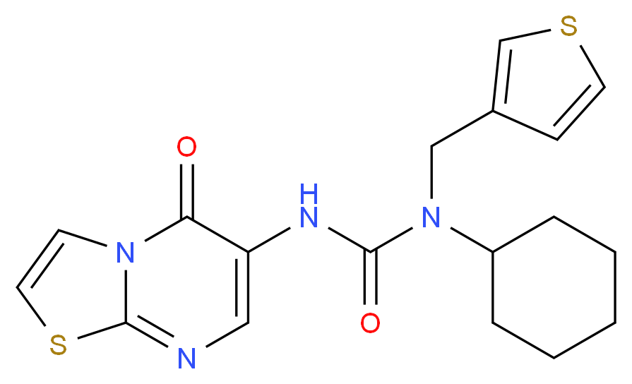 N-cyclohexyl-N'-(5-oxo-5H-[1,3]thiazolo[3,2-a]pyrimidin-6-yl)-N-(3-thienylmethyl)urea_分子结构_CAS_)