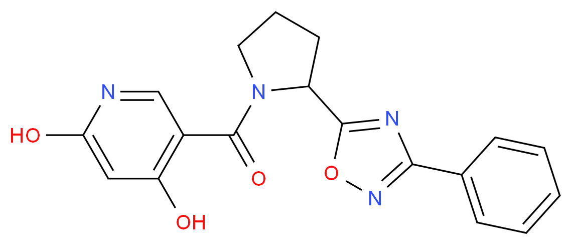 5-{[2-(3-phenyl-1,2,4-oxadiazol-5-yl)-1-pyrrolidinyl]carbonyl}-2,4-pyridinediol_分子结构_CAS_)
