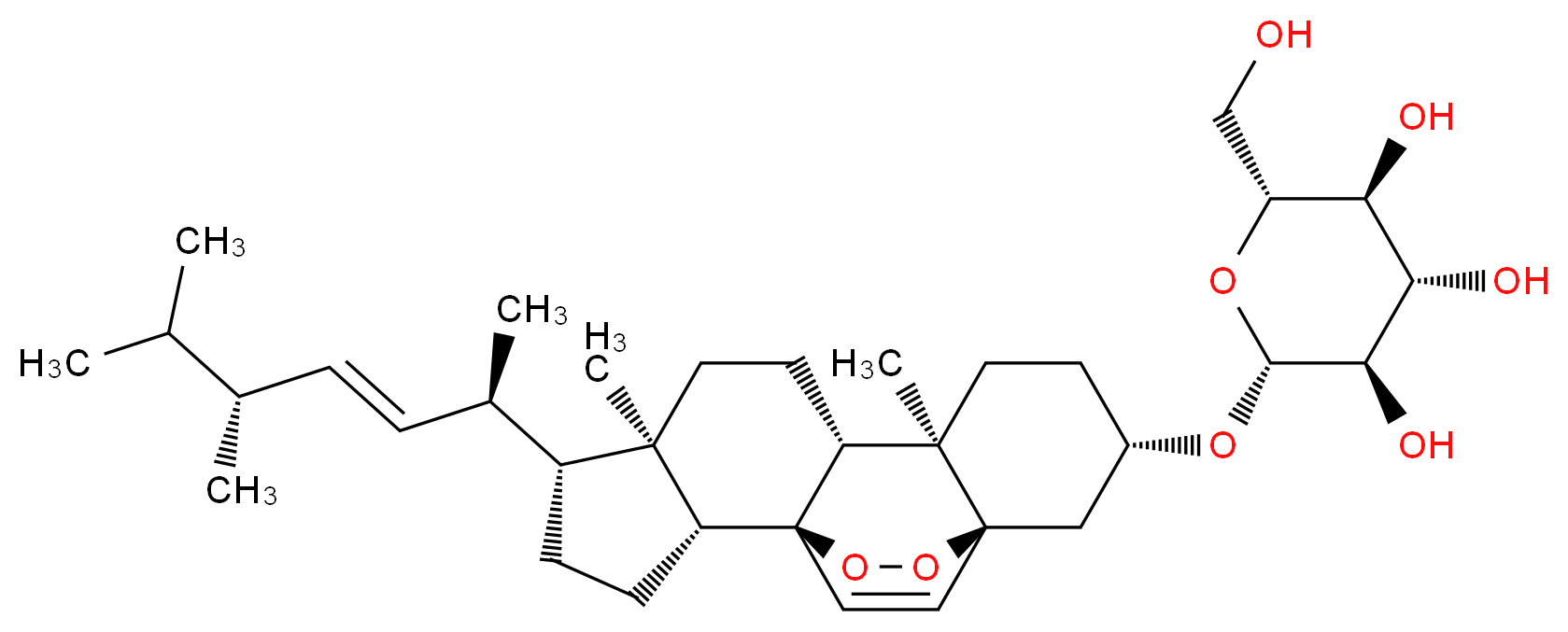 (2R,3R,4S,5S,6R)-2-{[(1S,2R,5R,6R,9R,10R,13S,15S)-5-[(2R,3E,5R)-5,6-dimethylhept-3-en-2-yl]-6,10-dimethyl-16,17-dioxapentacyclo[13.2.2.0<sup>1</sup>,<sup>9</sup>.0<sup>2</sup>,<sup>6</sup>.0<sup>1</sup><sup>0</sup>,<sup>1</sup><sup>5</sup>]nonadec-18-en-13-yl]oxy}-6-(hydroxymethyl)oxane-3,4,5-triol_分子结构_CAS_140447-22-9