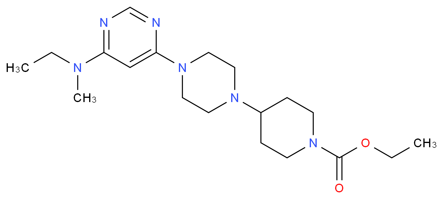 ethyl 4-(4-{6-[ethyl(methyl)amino]pyrimidin-4-yl}piperazin-1-yl)piperidine-1-carboxylate_分子结构_CAS_)