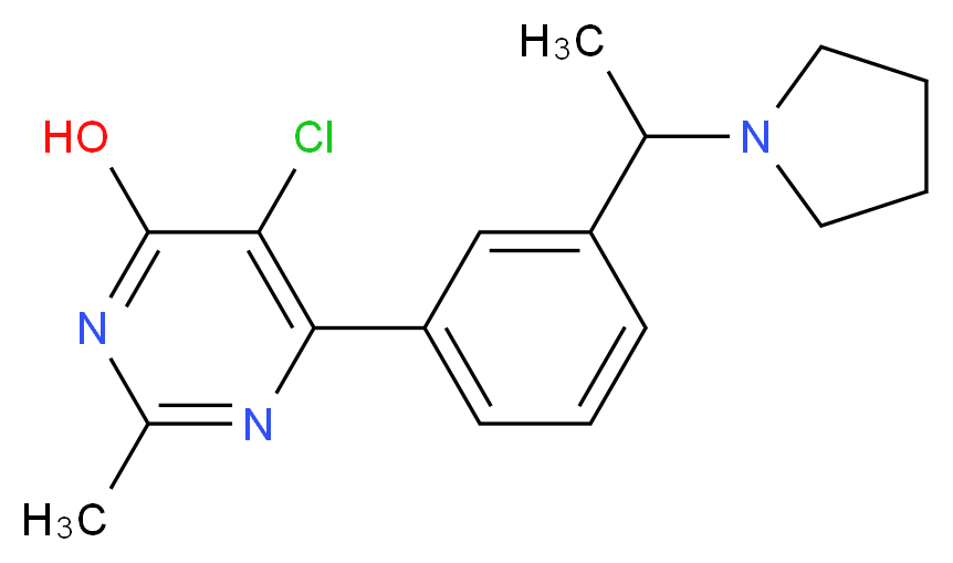5-chloro-2-methyl-6-[3-(1-pyrrolidin-1-ylethyl)phenyl]pyrimidin-4-ol_分子结构_CAS_)