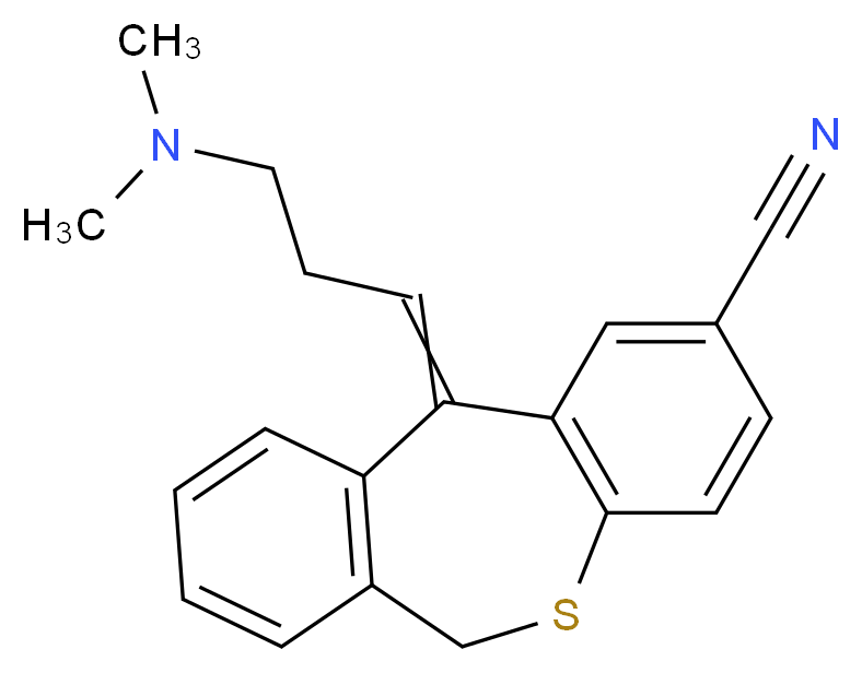 2-[3-(dimethylamino)propylidene]-9-thiatricyclo[9.4.0.0<sup>3</sup>,<sup>8</sup>]pentadeca-1(11),3(8),4,6,12,14-hexaene-5-carbonitrile_分子结构_CAS_90667-37-1