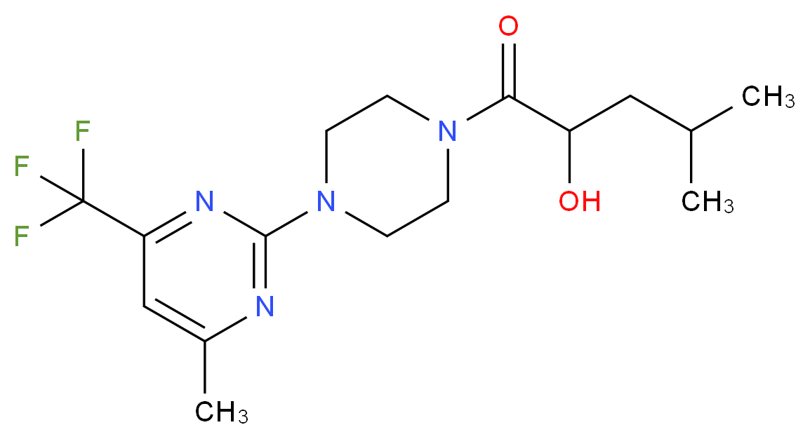 4-methyl-1-{4-[4-methyl-6-(trifluoromethyl)-2-pyrimidinyl]-1-piperazinyl}-1-oxo-2-pentanol_分子结构_CAS_)