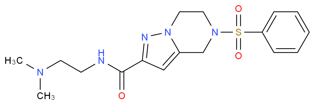N-[2-(dimethylamino)ethyl]-5-(phenylsulfonyl)-4,5,6,7-tetrahydropyrazolo[1,5-a]pyrazine-2-carboxamide_分子结构_CAS_)