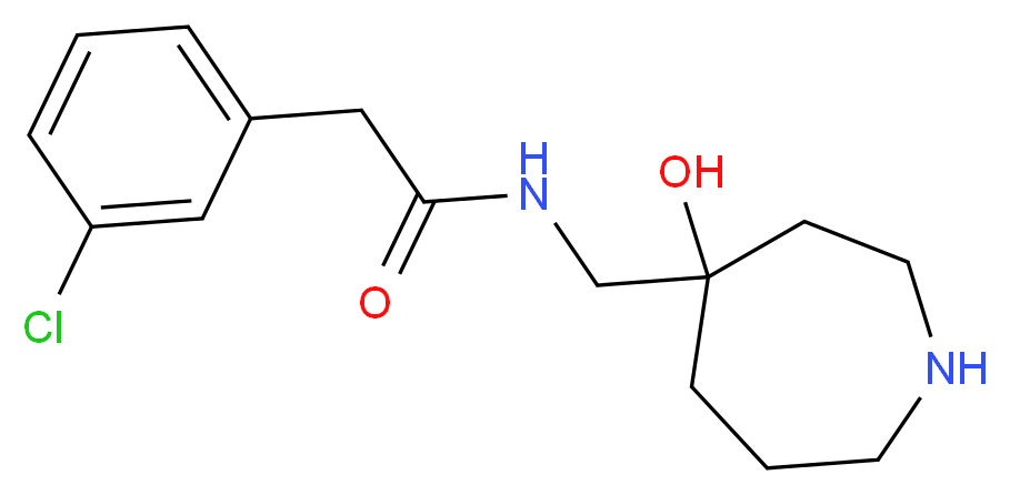 2-(3-chlorophenyl)-N-[(4-hydroxy-4-azepanyl)methyl]acetamide_分子结构_CAS_)