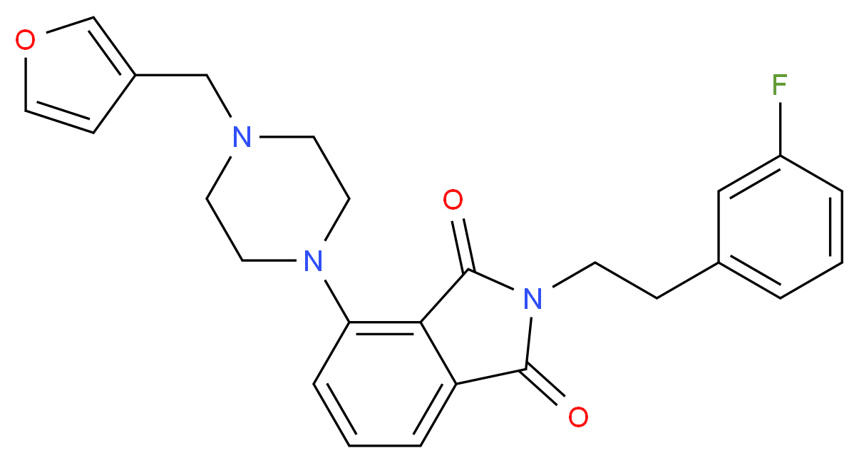 2-[2-(3-fluorophenyl)ethyl]-4-[4-(3-furylmethyl)-1-piperazinyl]-1H-isoindole-1,3(2H)-dione_分子结构_CAS_)