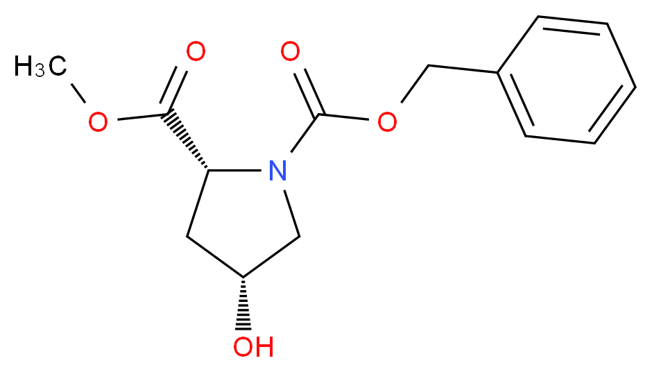 (2R,4R)-1-Benzyl 2-methyl 4-hydroxypyrrolidine-1,2-dicarboxylate_分子结构_CAS_155075-23-3)