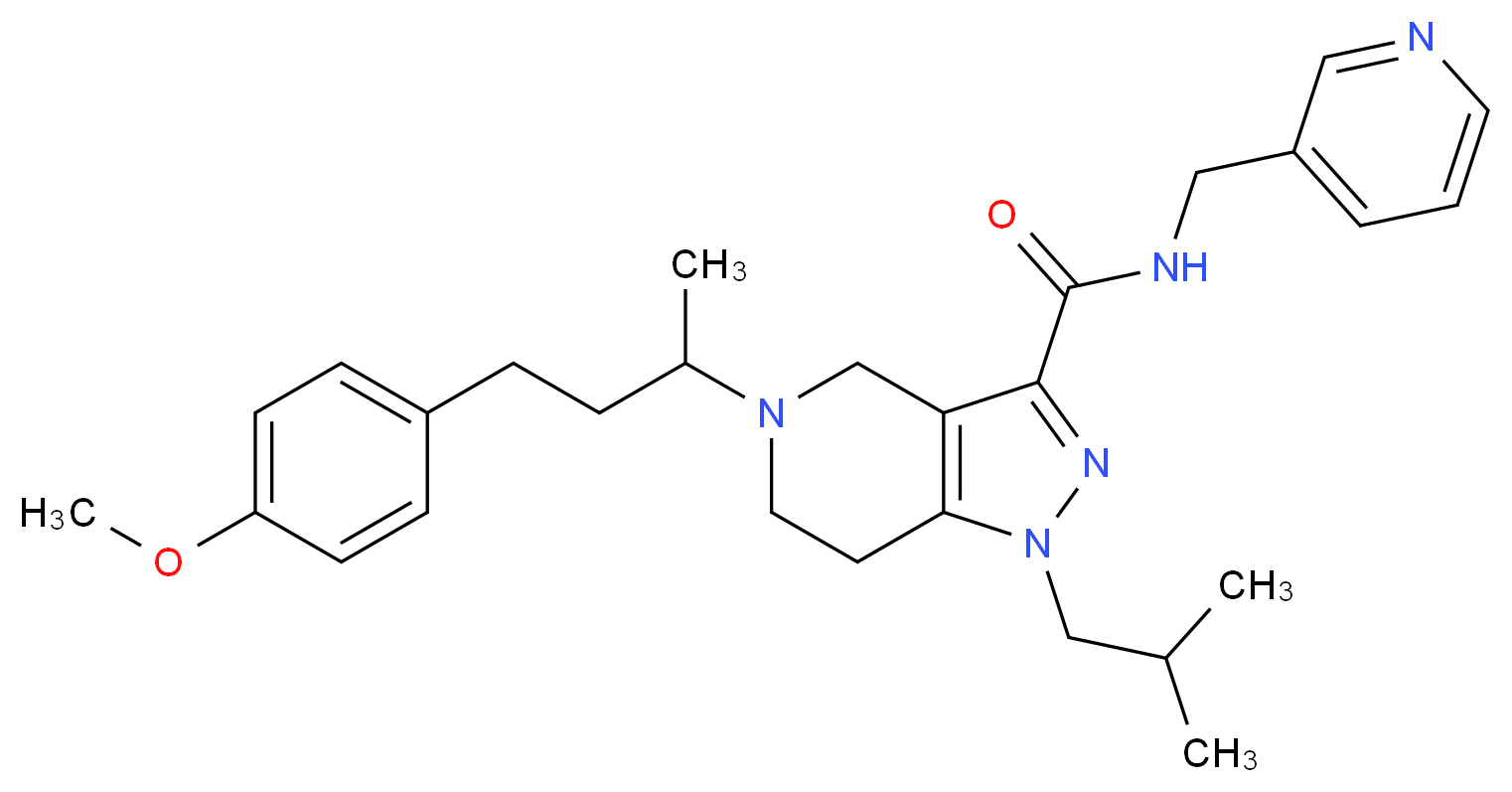 1-isobutyl-5-[3-(4-methoxyphenyl)-1-methylpropyl]-N-(3-pyridinylmethyl)-4,5,6,7-tetrahydro-1H-pyrazolo[4,3-c]pyridine-3-carboxamide_分子结构_CAS_)