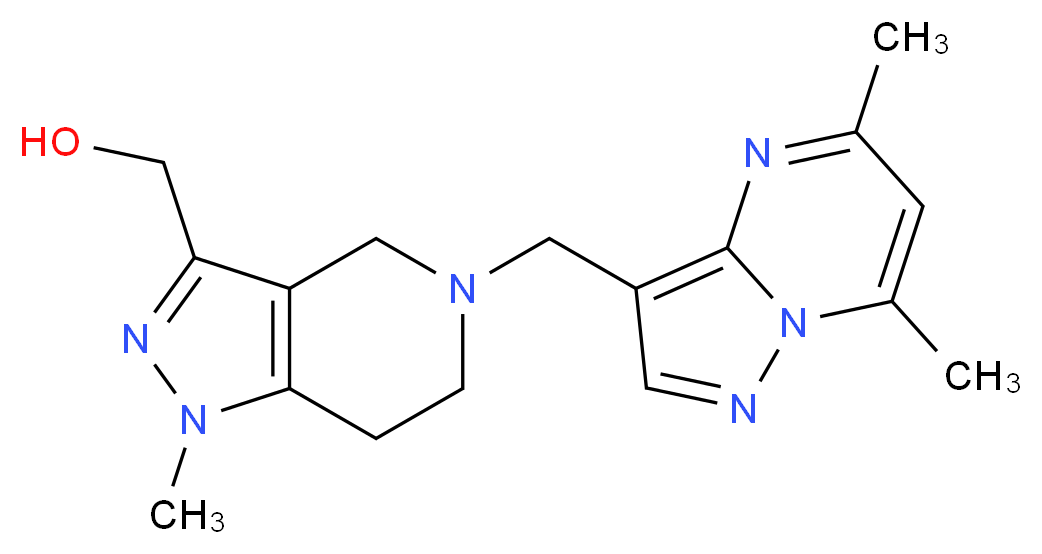 {5-[(5,7-dimethylpyrazolo[1,5-a]pyrimidin-3-yl)methyl]-1-methyl-4,5,6,7-tetrahydro-1H-pyrazolo[4,3-c]pyridin-3-yl}methanol_分子结构_CAS_)