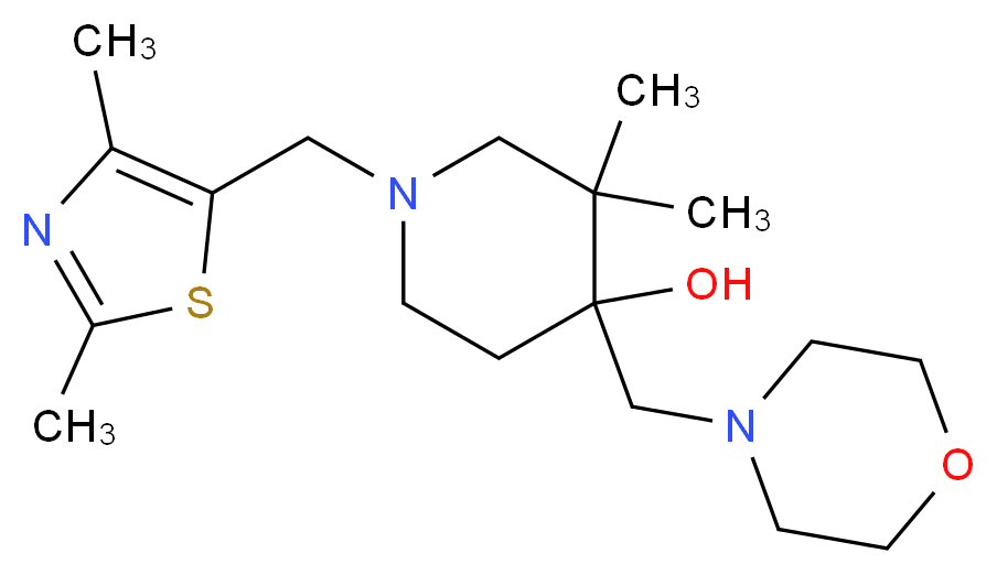 1-[(2,4-dimethyl-1,3-thiazol-5-yl)methyl]-3,3-dimethyl-4-(morpholin-4-ylmethyl)piperidin-4-ol_分子结构_CAS_)
