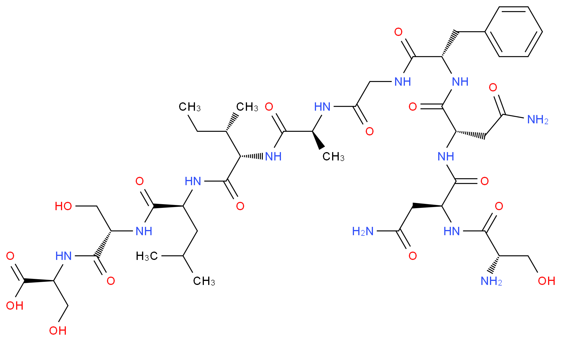 (2S)-2-[(2S)-2-[(2S)-2-[(2S,3S)-2-[(2S)-2-{2-[(2S)-2-[(2S)-2-[(2S)-2-[(2S)-2-amino-3-hydroxypropanamido]-3-carbamoylpropanamido]-3-carbamoylpropanamido]-3-phenylpropanamido]acetamido}propanamido]-3-methylpentanamido]-4-methylpentanamido]-3-hydroxypropanamido]-3-hydroxypropanoic acid_分子结构_CAS_118068-30-7