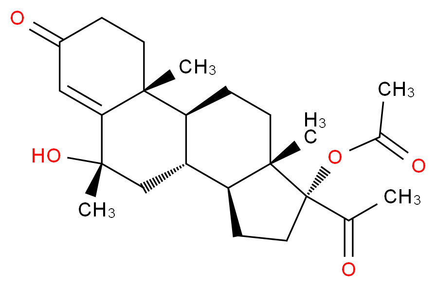 (1S,2R,8S,10R,11S,14R,15S)-14-acetyl-8-hydroxy-2,8,15-trimethyl-5-oxotetracyclo[8.7.0.0<sup>2</sup>,<sup>7</sup>.0<sup>1</sup><sup>1</sup>,<sup>1</sup><sup>5</sup>]heptadec-6-en-14-yl acetate_分子结构_CAS_984-46-3