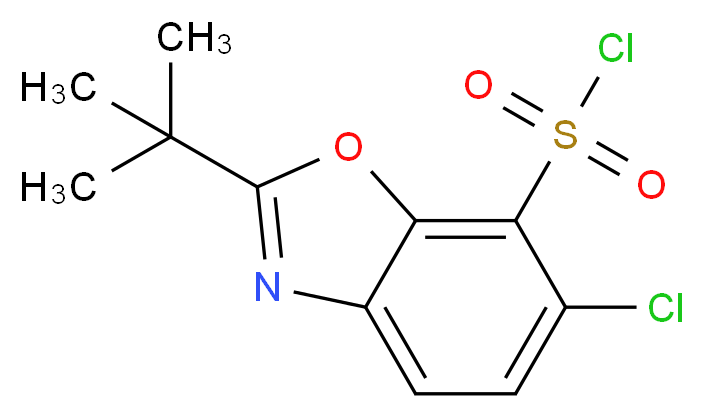 2-(tert-Butyl)-6-chloro-1,3-benzoxazole-7-sulphonyl chloride_分子结构_CAS_361392-60-1)