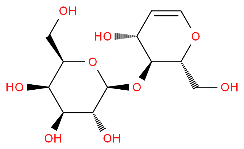 (2S,3R,4S,5R,6R)-2-{[(2R,3S,4R)-4-hydroxy-2-(hydroxymethyl)-3,4-dihydro-2H-pyran-3-yl]oxy}-6-(hydroxymethyl)oxane-3,4,5-triol_分子结构_CAS_65207-55-8