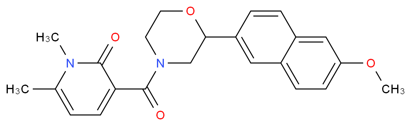 3-{[2-(6-methoxy-2-naphthyl)morpholin-4-yl]carbonyl}-1,6-dimethylpyridin-2(1H)-one_分子结构_CAS_)