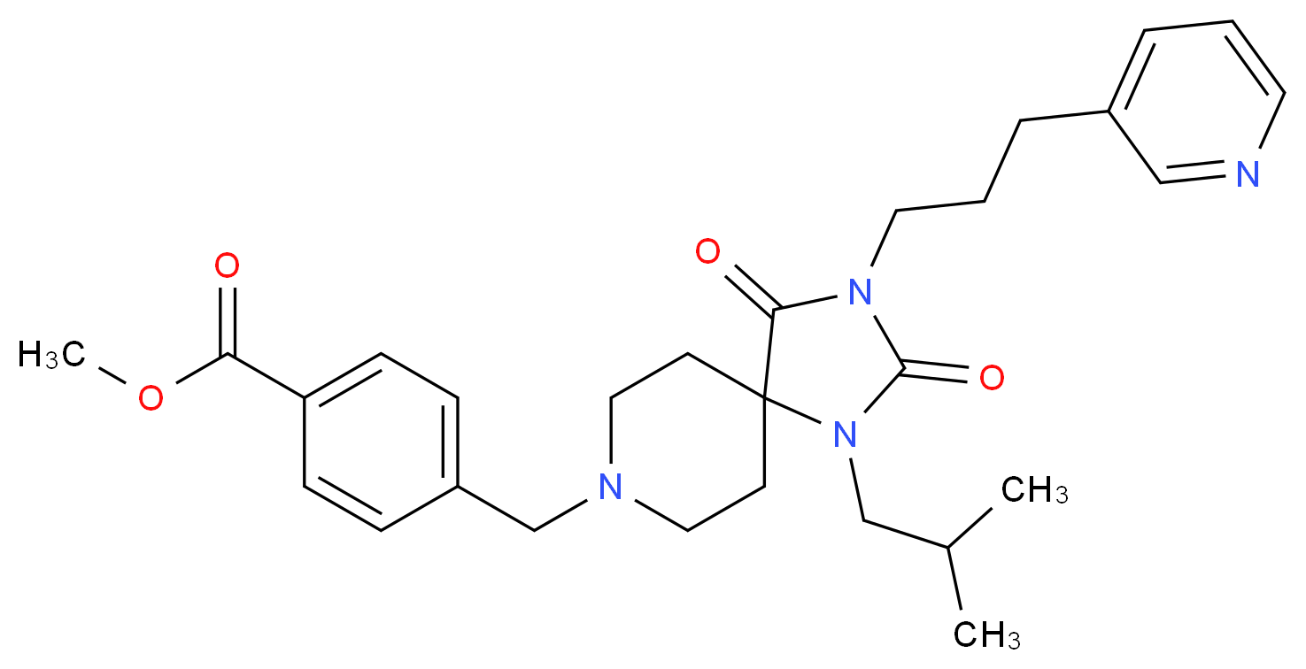 methyl 4-({1-isobutyl-2,4-dioxo-3-[3-(3-pyridinyl)propyl]-1,3,8-triazaspiro[4.5]dec-8-yl}methyl)benzoate_分子结构_CAS_)
