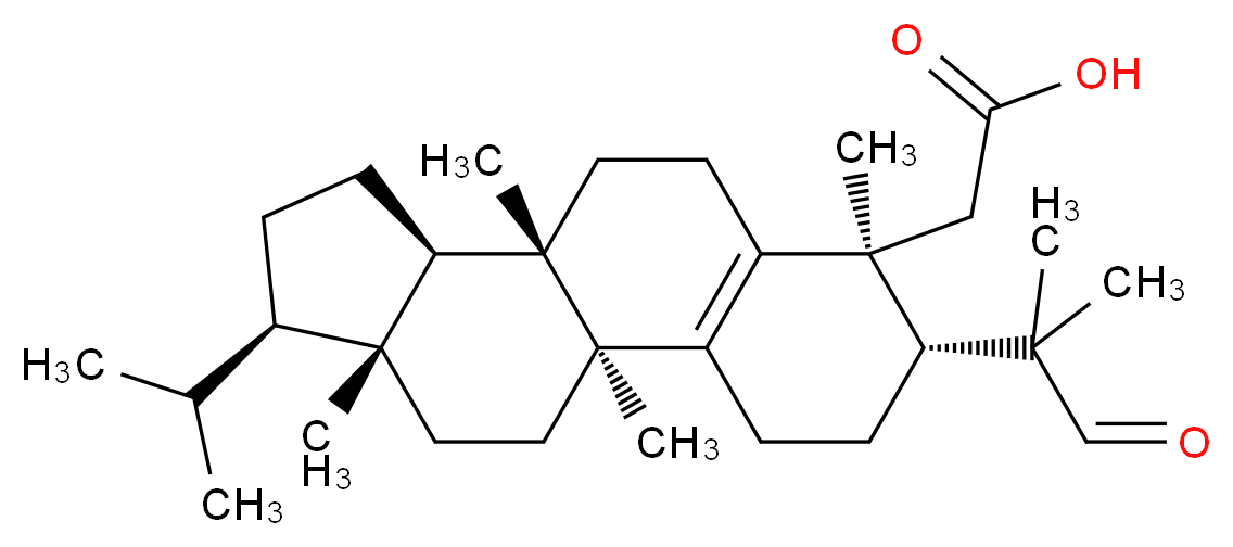 2-[(1S,5R,6S,10S,11R,14R,15R)-1,6,10,15-tetramethyl-5-(2-methyl-1-oxopropan-2-yl)-14-(propan-2-yl)tetracyclo[8.7.0.0<sup>2</sup>,<sup>7</sup>.0<sup>1</sup><sup>1</sup>,<sup>1</sup><sup>5</sup>]heptadec-2(7)-en-6-yl]acetic acid_分子结构_CAS_1159579-44-8