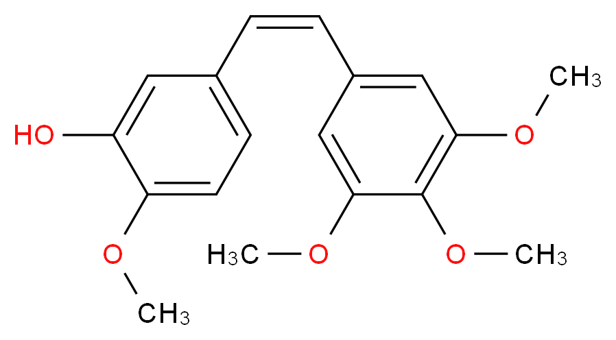 2-methoxy-5-[(Z)-2-(3,4,5-trimethoxyphenyl)ethenyl]phenol_分子结构_CAS_117048-59-6