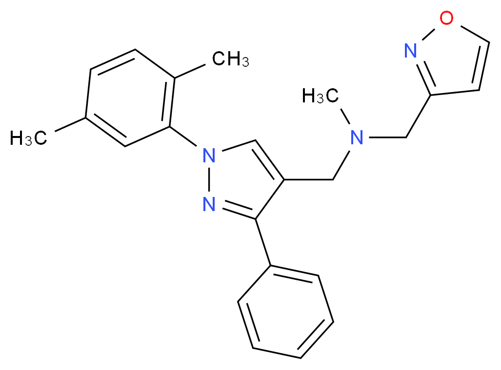 1-[1-(2,5-dimethylphenyl)-3-phenyl-1H-pyrazol-4-yl]-N-(3-isoxazolylmethyl)-N-methylmethanamine_分子结构_CAS_)
