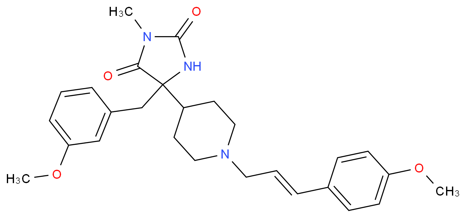 5-(3-methoxybenzyl)-5-{1-[(2E)-3-(4-methoxyphenyl)-2-propen-1-yl]-4-piperidinyl}-3-methyl-2,4-imidazolidinedione_分子结构_CAS_)