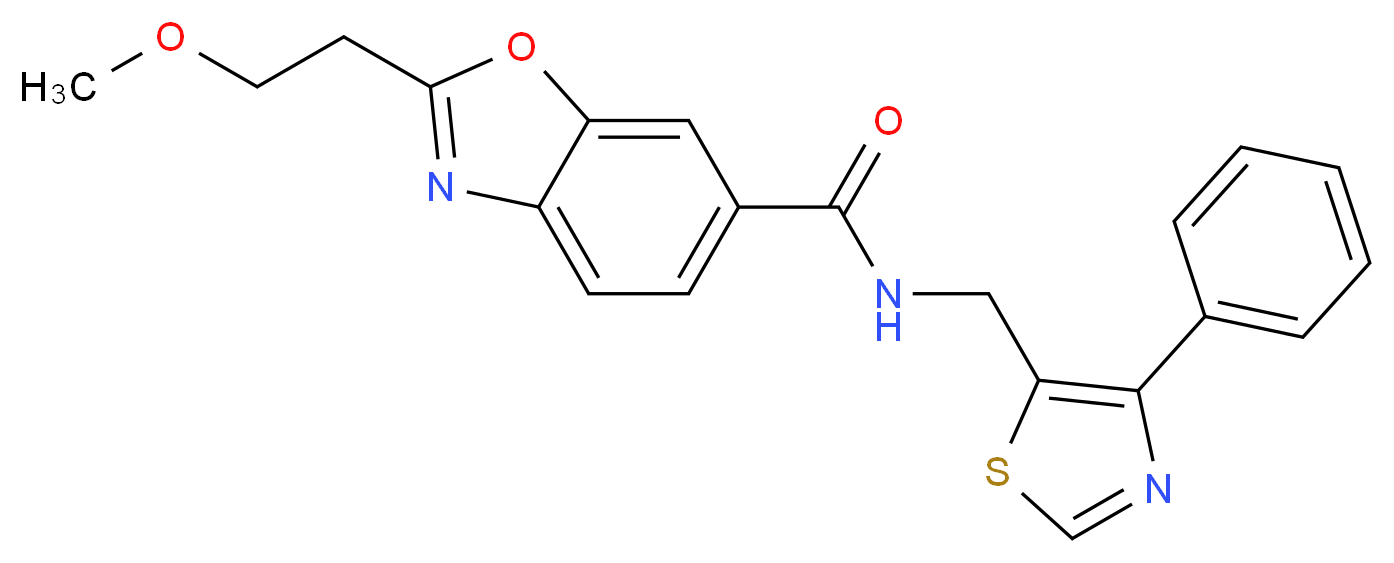 2-(2-methoxyethyl)-N-[(4-phenyl-1,3-thiazol-5-yl)methyl]-1,3-benzoxazole-6-carboxamide_分子结构_CAS_)
